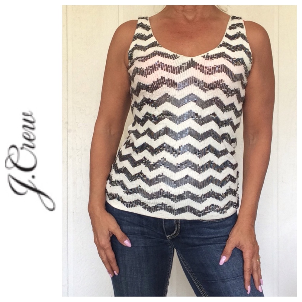 J. CREW SEQUIN ZIG ZAG TANK TOP XS